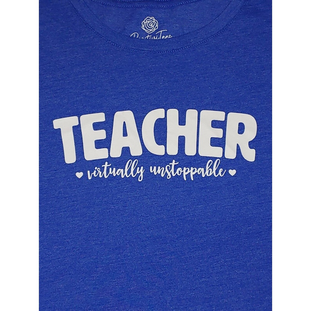 Positivi Tees Teacher Virtually Unstoppable Teaching T-Shirt Top L Large 12-14